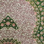 ペルシャ絨毯 玄関マット シルク クム産 グリーン