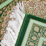 ペルシャ絨毯 玄関マット シルク クム産 グリーン