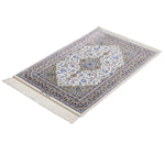 ペルシャ絨毯 玄関マット シルク 白 ホワイト クム産