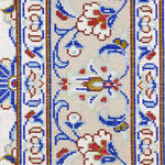 ペルシャ絨毯 玄関マット シルク 白 ホワイト クム産