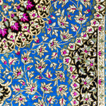 ペルシャ絨毯 玄関マット シルク 青 ブルー