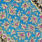 ペルシャ絨毯 玄関マット シルク 青 ブルー