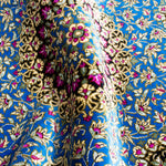 ペルシャ絨毯 玄関マット シルク 青 ブルー