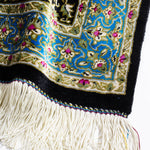 ペルシャ絨毯 玄関マット シルク 青 ブルー