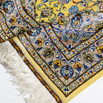 ペルシャ絨毯 黄色 玄関マット シルク