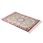 ペルシャ絨毯 クム シルク 玄関マット 赤 (レッド)