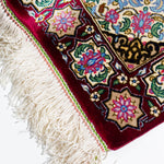 ペルシャ絨毯 クム シルク 玄関マット 赤 (レッド)