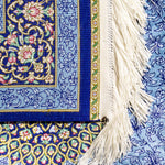 ペルシャ絨毯 クム シルク 玄関マット 青(ブルー)