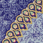 ペルシャ絨毯 クム シルク 玄関マット 青(ブルー)