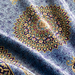 ペルシャ絨毯 クム シルク 玄関マット 青(ブルー)