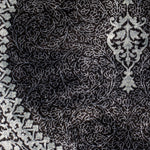 ペルシャ絨毯 クム シルク 玄関マット 黒 (ブラック)