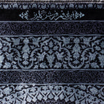 ペルシャ絨毯 クム シルク 玄関マット 黒 (ブラック)