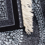 ペルシャ絨毯 クム シルク 玄関マット 黒 (ブラック)