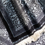 ペルシャ絨毯 クム シルク 玄関マット 黒 (ブラック)