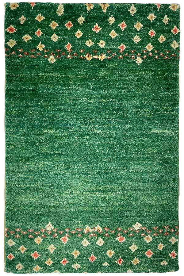 アフガニスタン絨毯(62x93cm)緑 玄関マット ラグ【絨毯専門店】