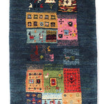 ギャッベ ペルシャ絨毯 青