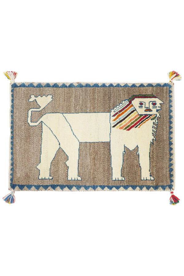 ライオンラグ ペルシャ絨毯 ギャッベ 60x90cm 玄関マット