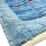 ギャッベ 廊下敷き ペルシャ絨毯 青