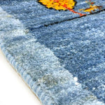 ギャッベ 廊下敷き ペルシャ絨毯 青