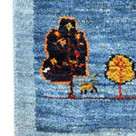 ギャッベ 廊下敷き ペルシャ絨毯 青