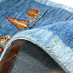 ギャッベ 廊下敷き ペルシャ絨毯 青