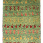 ギャッベ ペルシャ絨毯 緑