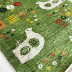 ギャッベ ペルシャ絨毯 緑