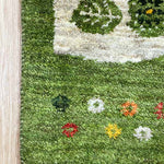 ギャッベ ペルシャ絨毯 緑