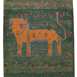 ギャッベ ライオン ペルシャ絨毯 緑