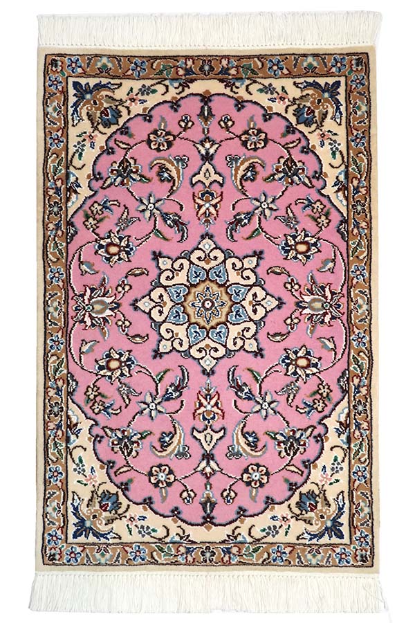 ペルシャ絨毯(50x80cm)玄関マット ピンク ウール【絨毯専門店】