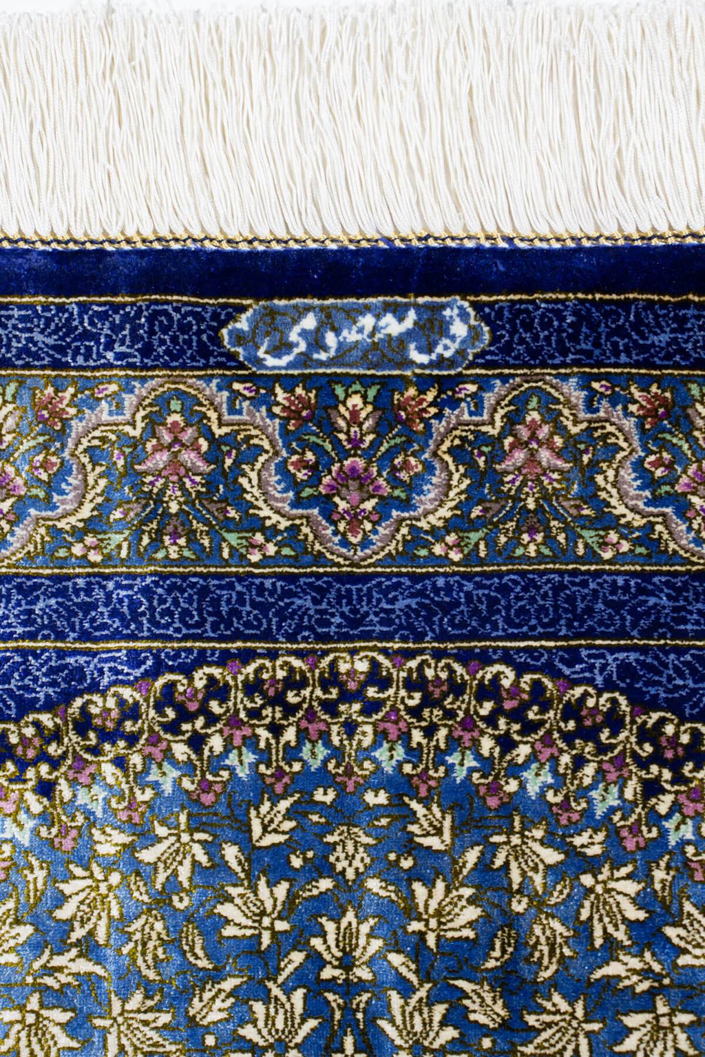 マスミ工房 ペルシャ絨毯(78x115cm)青 ブルー シルク【絨毯専門店】