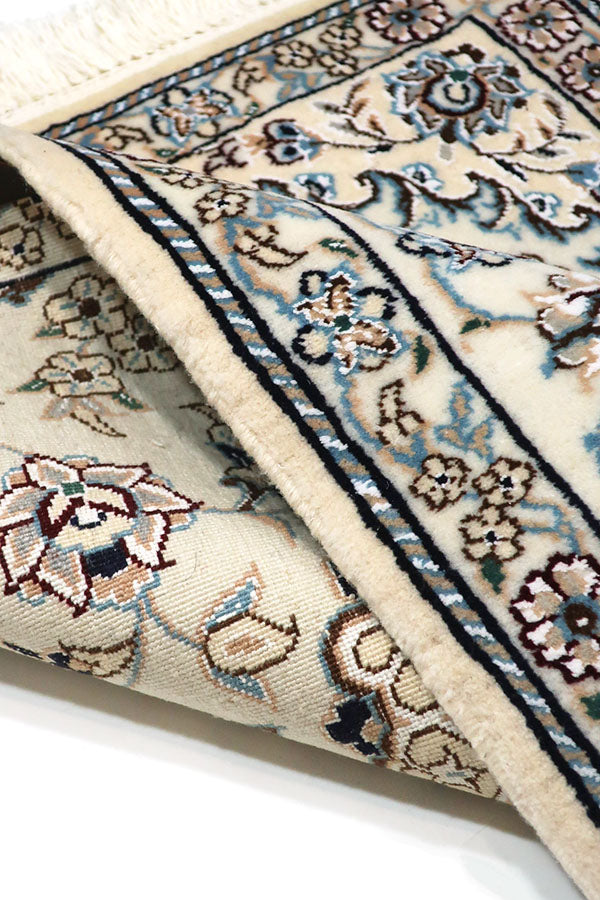 白絨毯(65x93cm)ペルシャラグ ウール&シルク 手織り【絨毯専門店】