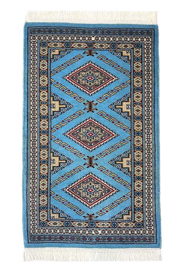 手織りパキスタン絨毯 ブルー