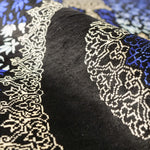 ペルシャ絨毯 クム産 カンバルザデ工房製 シルク手織りラグ（約80×120cm）青と黒のグラデーション、メダリオンとガンディール文様入り