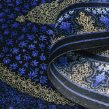 ペルシャ絨毯 クム産 カンバルザデ工房製 シルク手織りラグ（約80×120cm）青と黒のグラデーション、メダリオンとガンディール文様入り