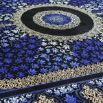 ペルシャ絨毯 クム産 カンバルザデ工房製 シルク手織りラグ（約80×120cm）青と黒のグラデーション、メダリオンとガンディール文様入り