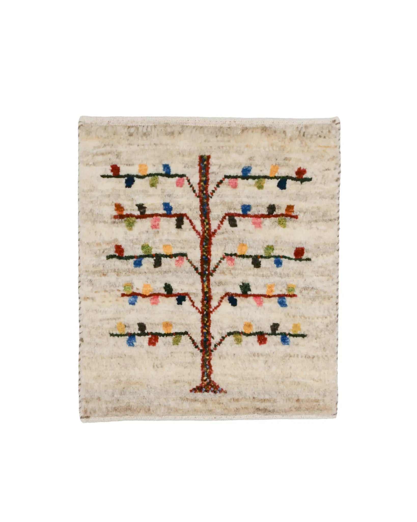 ペルシャ絨毯 ギャッベ ファイン ウール 座布団 手織り ラグ 生命の樹