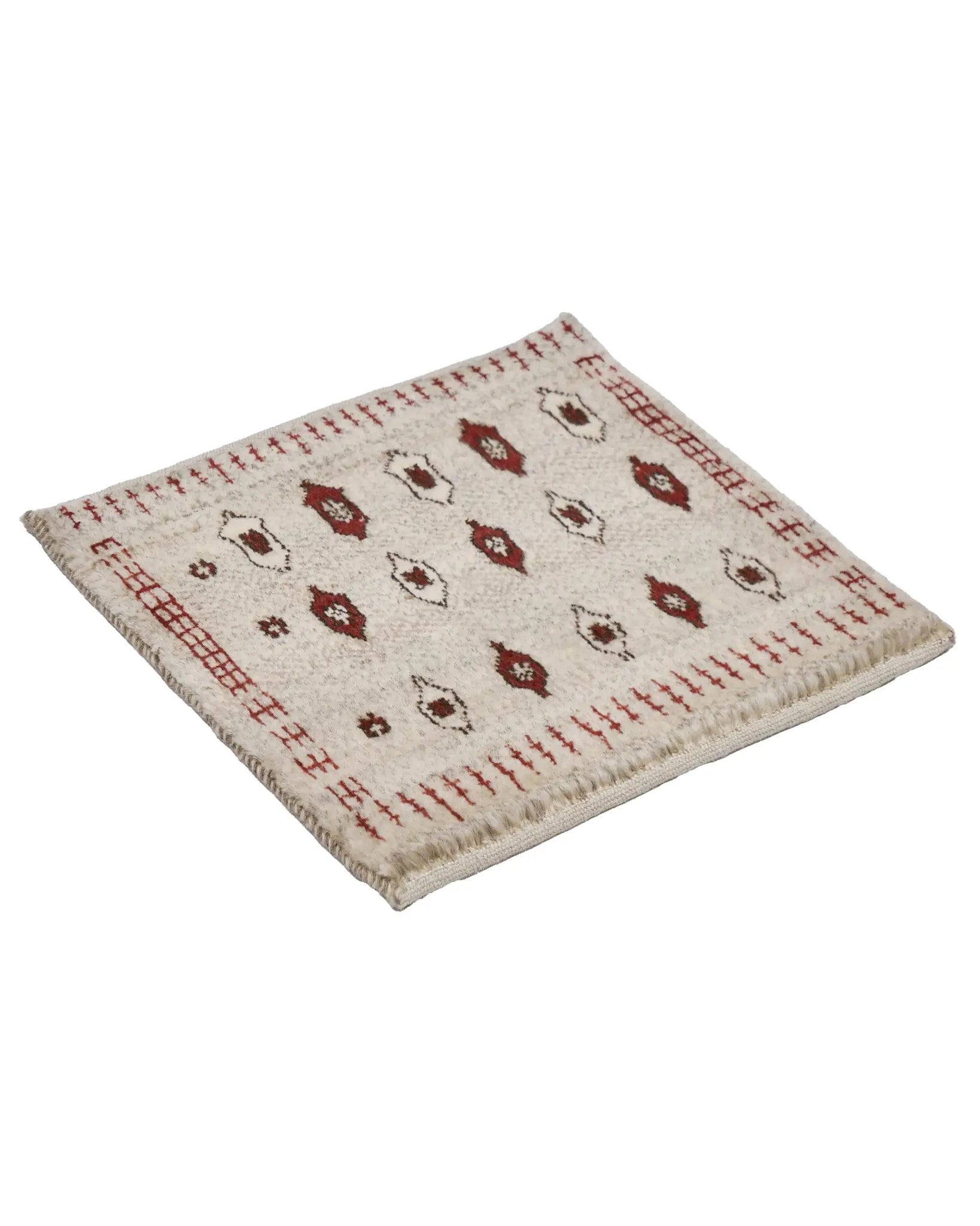 ペルシャ絨毯 ギャッベ ウール 座布団 幾何学模様 手織り ラグ