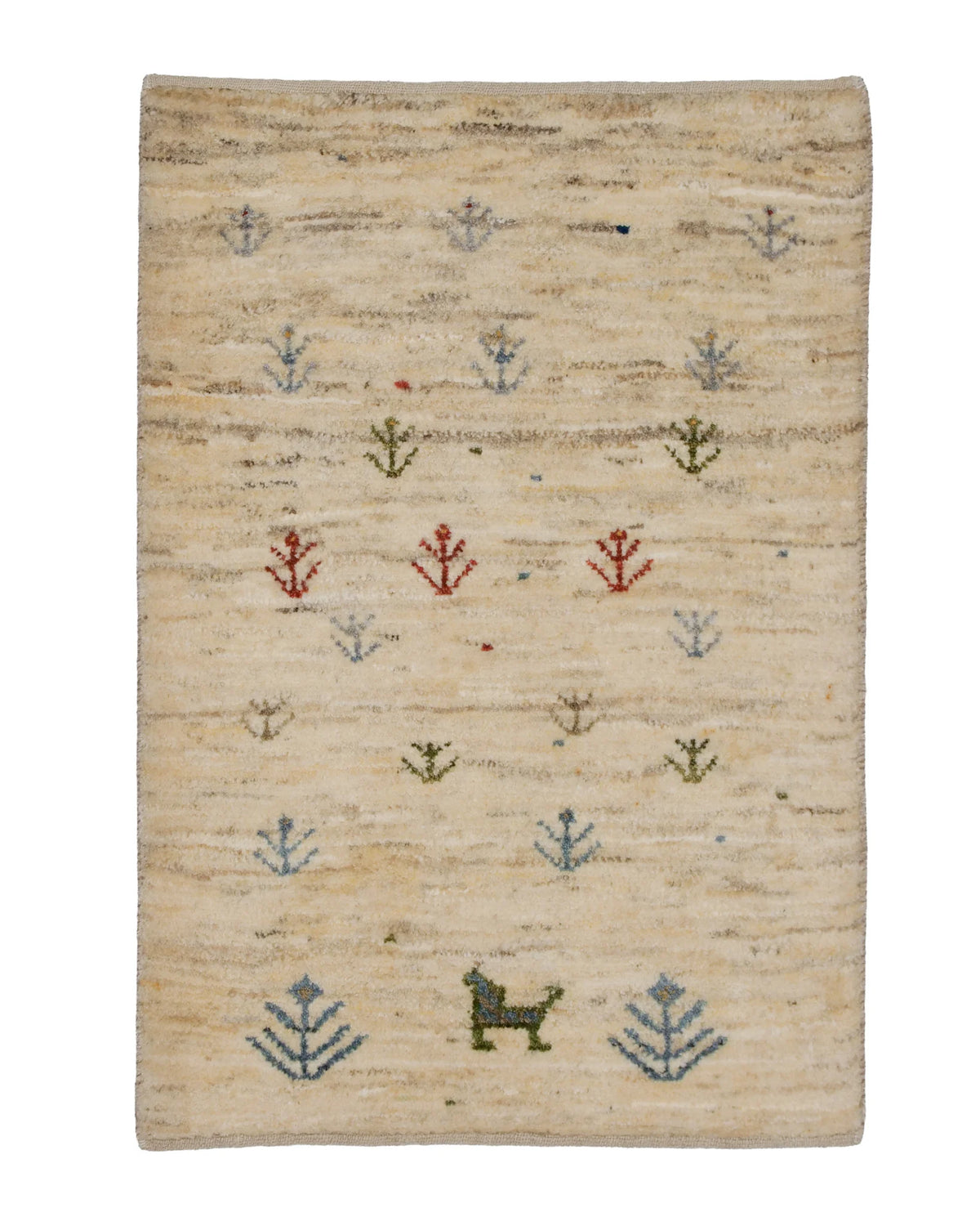 ギャッベ 63×92cm アイボリー 動物 玄関マット 手織り｜SATHI RUGS