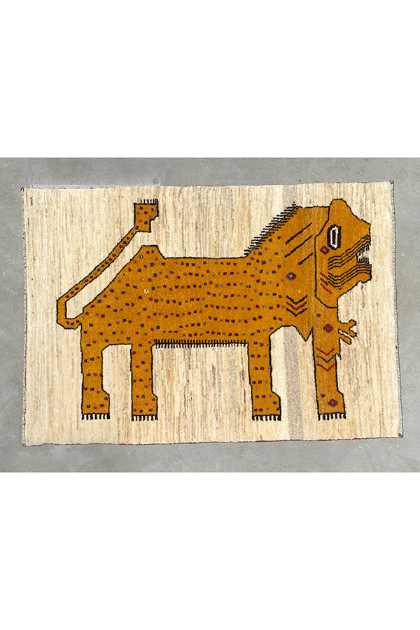 ペルシャギャッベ ライオン ファインクオリティ - ペルシャ製ウール織り。