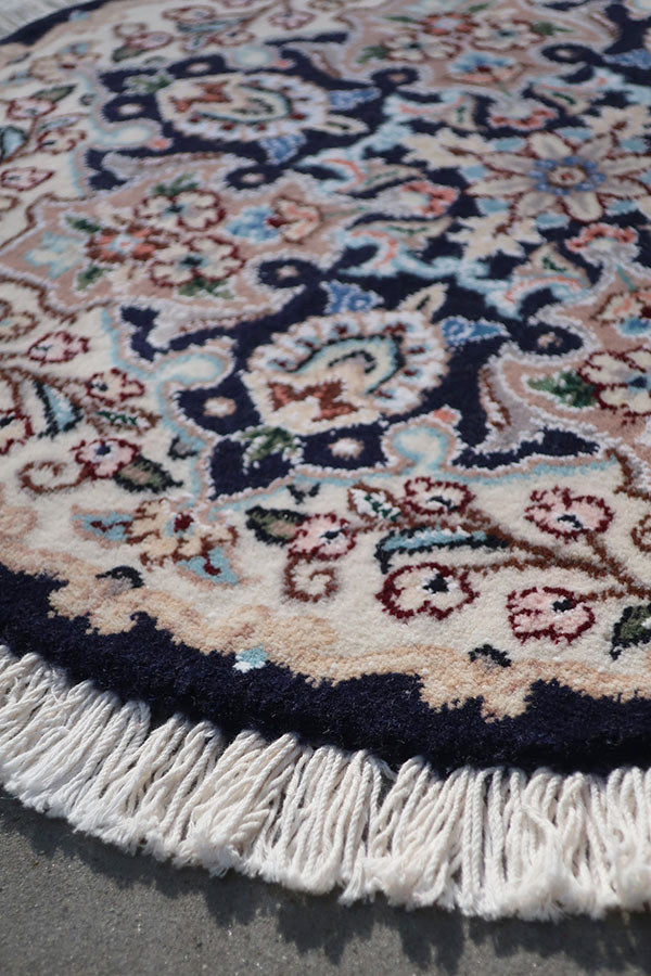 ペルシャ絨毯 円形 ナイン ウール 