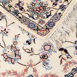 ハビビアン工房 ペルシャ絨毯 ナイン 2畳 リビング  白 (ホワイト) 