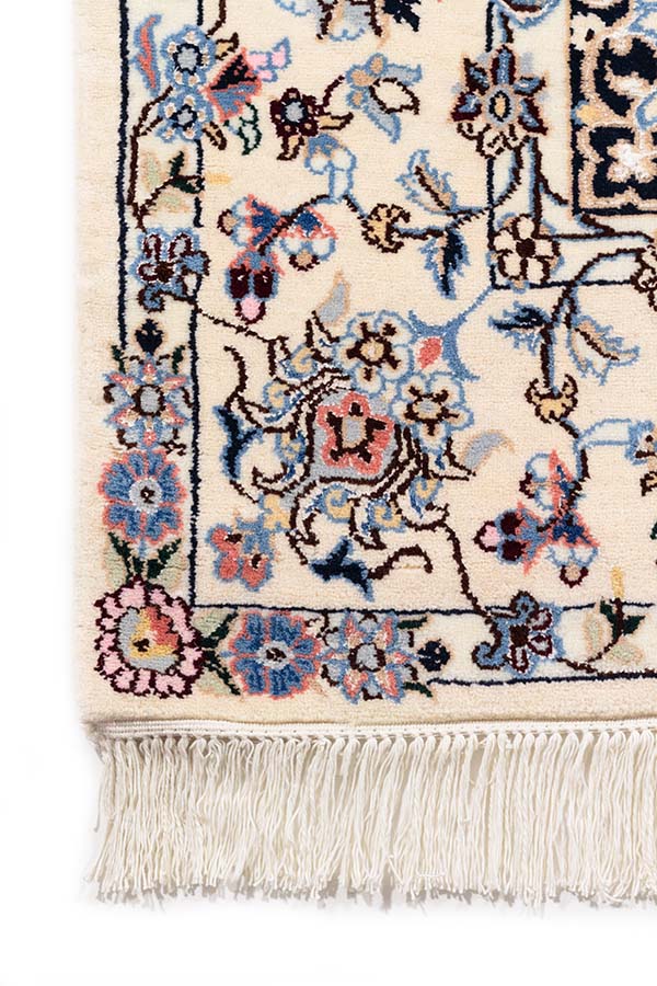 ハビビアン工房 ペルシャ絨毯 ナイン 2畳 リビング  白 (ホワイト) 