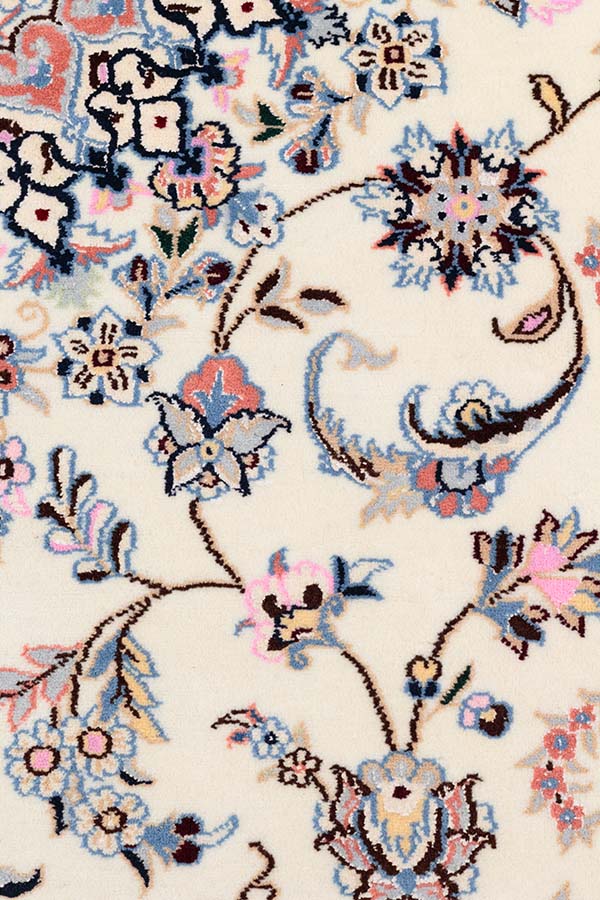 ハビビアン工房 ペルシャ絨毯 ナイン 2畳 リビング  白 (ホワイト) 