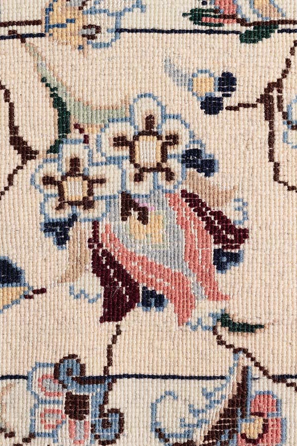 ハビビアン工房 ペルシャ絨毯 ナイン 2畳 リビング  白 (ホワイト) 