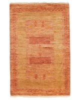 アフガンラグ 81x124cm 手織り絨毯 オレンジ ガズ二 ウール