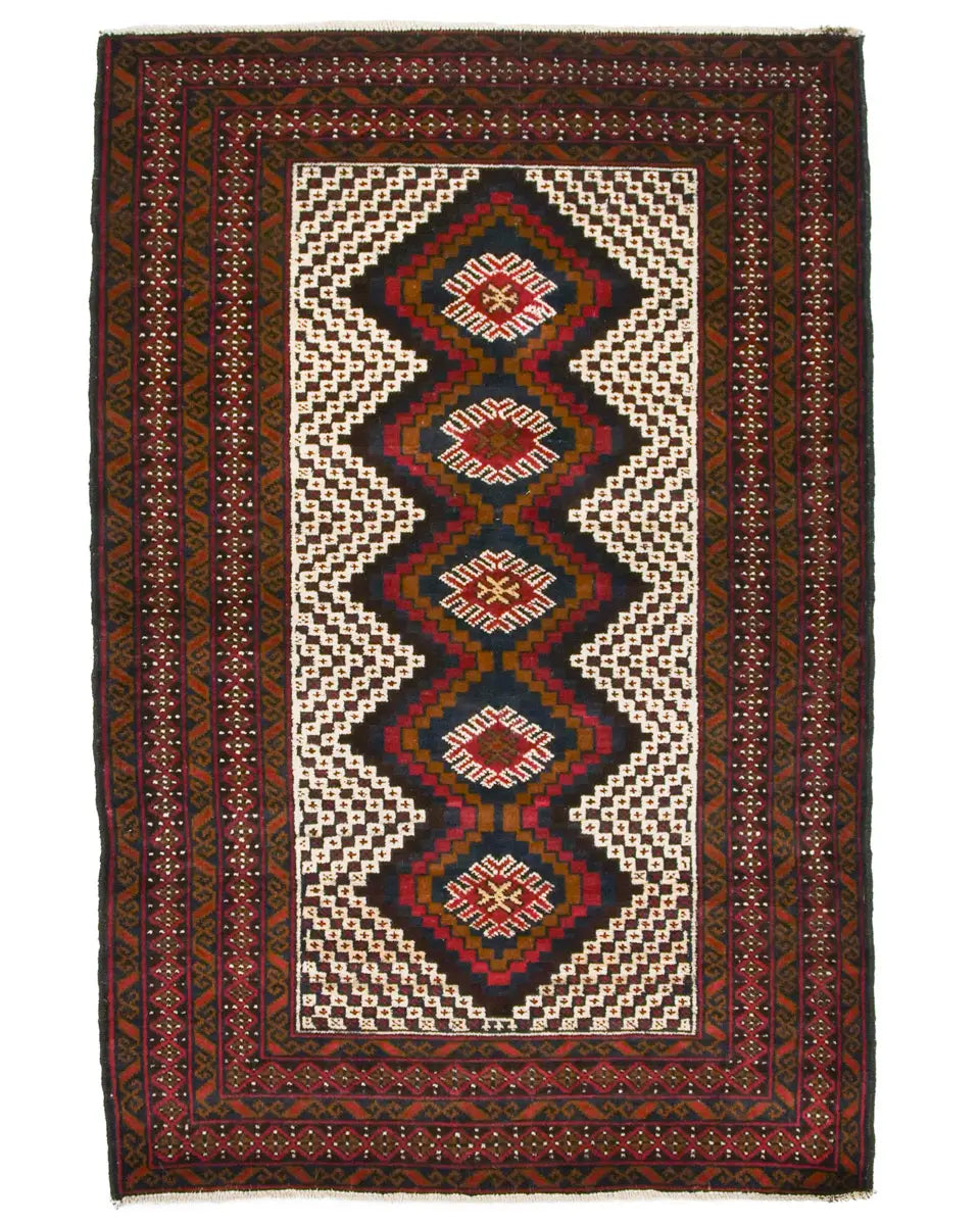 アフガニスタン絨毯 トライバルラグ バルーチ 約92×137cm ｜ウール100