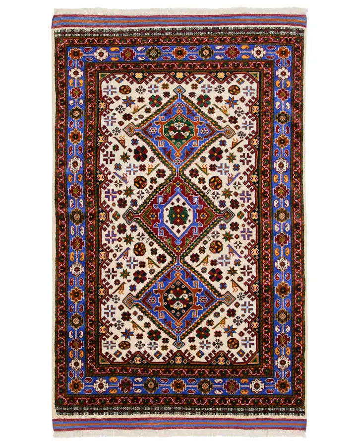 アフガニスタン絨毯 91x117cm トライバルラグ 手織り 