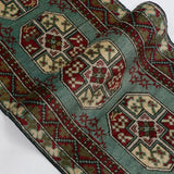 アフガニスタン手織り絨毯 ランナーサイズ 79×198cm 青緑の地に赤とアイボリーの八角形ギュル文様が織り込まれたウール製ラグ