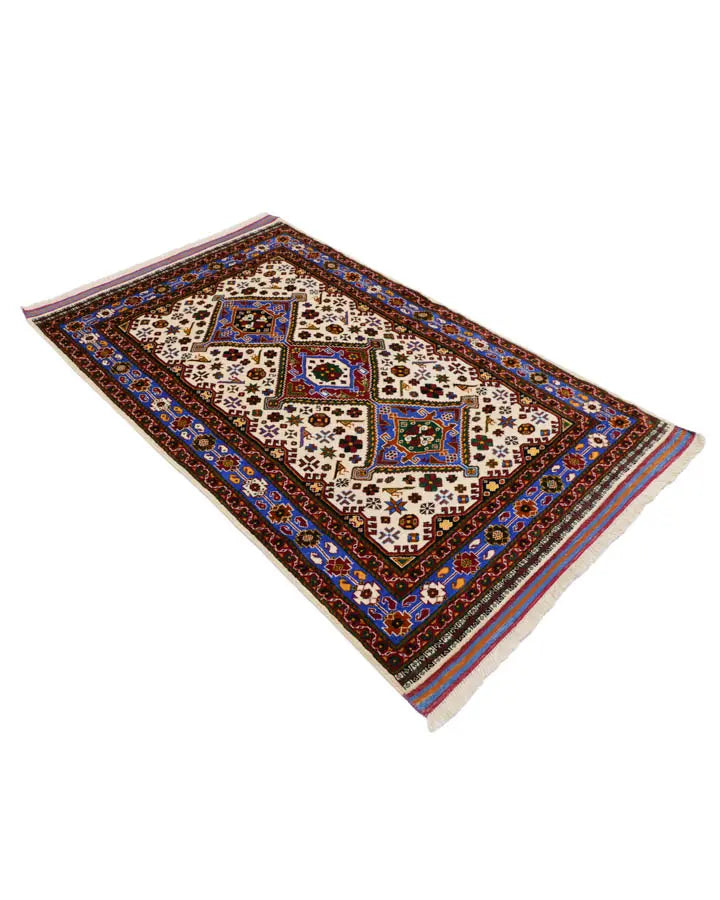 アフガニスタン絨毯 91x117cm トライバルラグ 手織り 